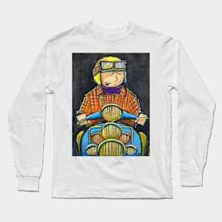 Retro Scooter, Classic Scooter, Scooterist, Scootering, Scooter Rider, Mod Art Long Sleeve T-Shirt